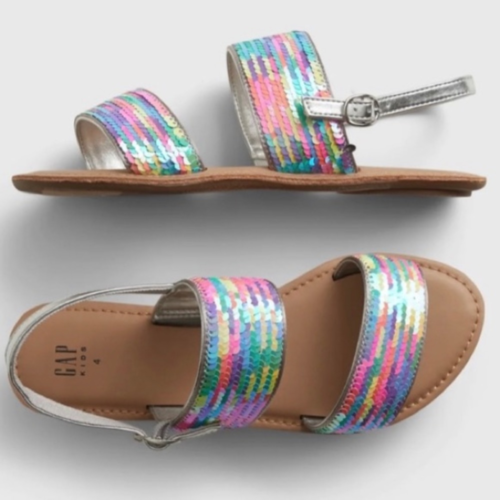 GAP flip the sequins iridescent sandals size 4